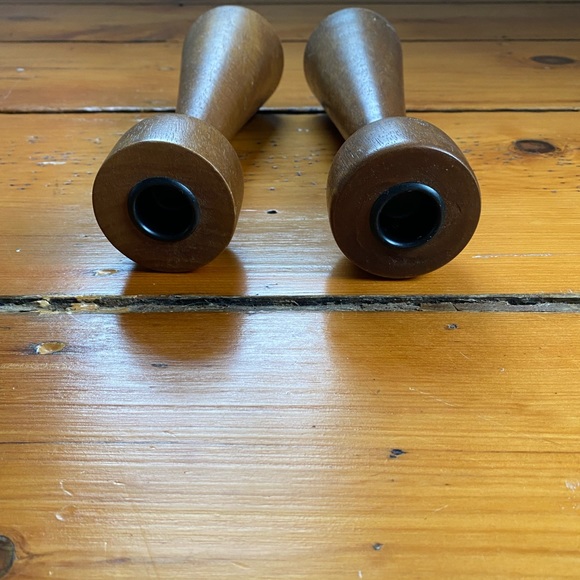 Pair of Vintage Danish Modern style teak candlestick holders - Picture 6 of 6